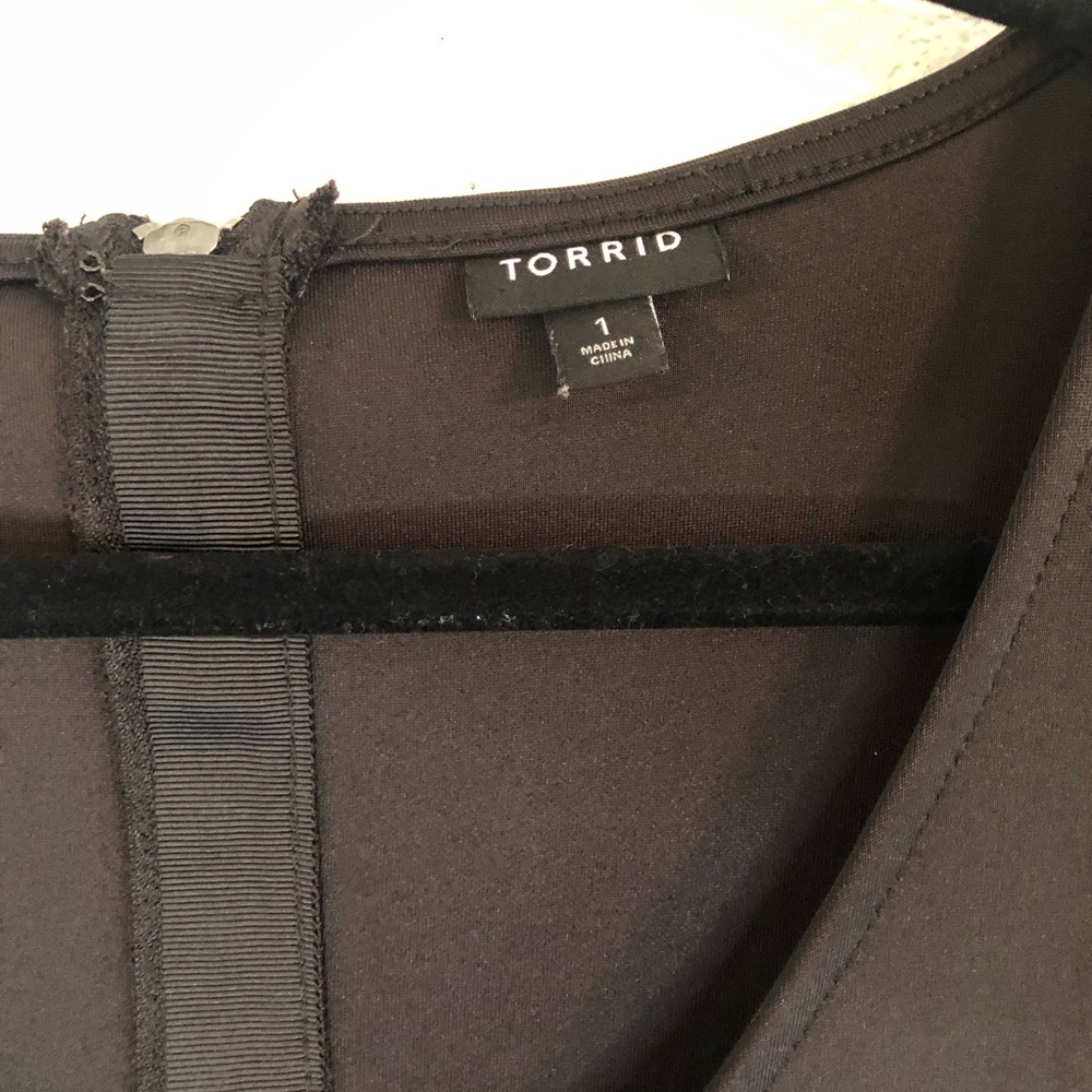 Torrid Fluted Fit and Flare Scuba Black Mini Dress - Picture 6 of 10